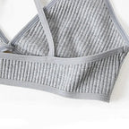 New Soft Comfortable Cotton Bras For Women Thin French Style Bras Deep V Triangle Cup Cross Beauty Back Bra Small size Stevvex