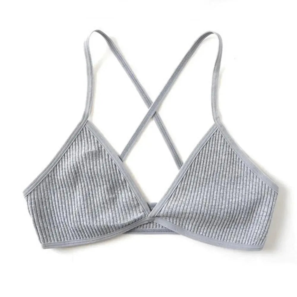 New Soft Comfortable Cotton Bras For Women Thin French Style Bras Deep V Triangle Cup Cross Beauty Back Bra Small size Stevvex