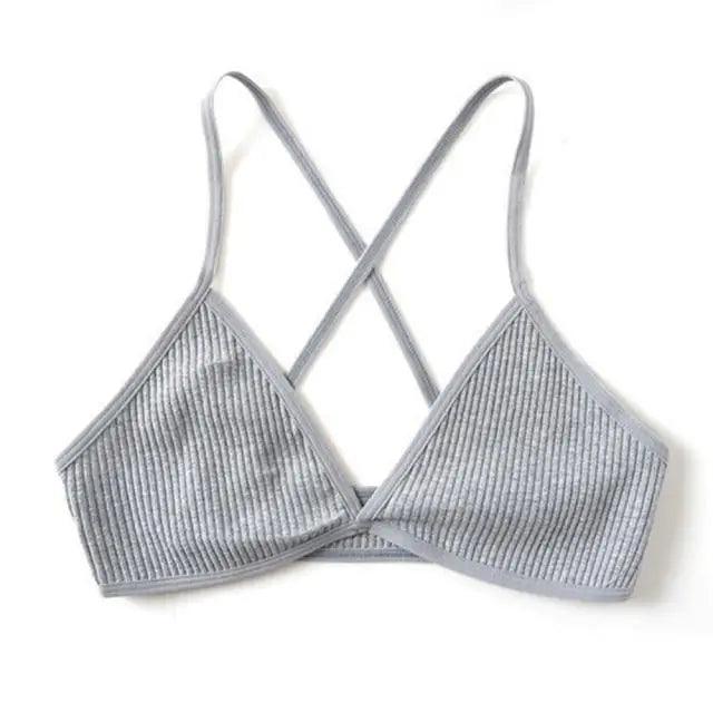 New Soft Comfortable Cotton Bras For Women Thin French Style Bras Deep V Triangle Cup Cross Beauty Back Bra Small size Stevvex