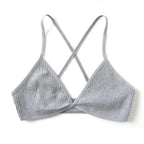 New Soft Comfortable Cotton Bras For Women Thin French Style Bras Deep V Triangle Cup Cross Beauty Back Bra Small size Stevvex