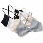 New Soft Comfortable Cotton Bras For Women Thin French Style Bras Deep V Triangle Cup Cross Beauty Back Bra Small size Stevvex