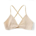 New Soft Comfortable Cotton Bras For Women Thin French Style Bras Deep V Triangle Cup Cross Beauty Back Bra Small size Stevvex