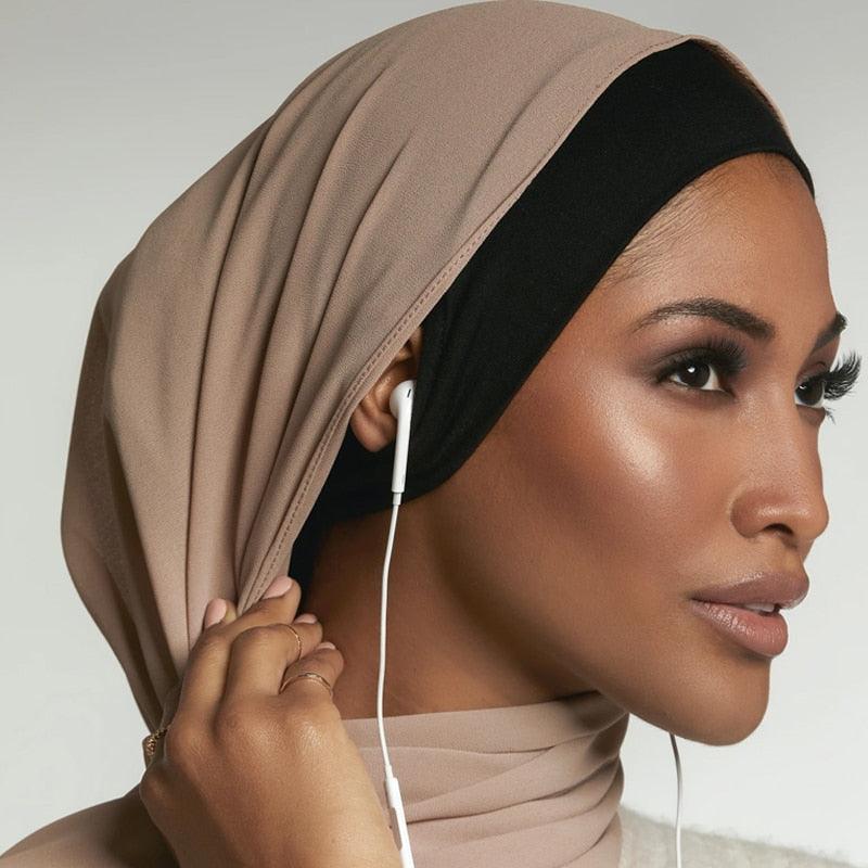 NEW Soft Cotton Hijab Breathable Turban Tie Under Scarf Elegant Ear Hole Stretch Inner Hijabs Lightweight Turban Round Front Under Hijab Caps Female Turban Bonnet Stevvex