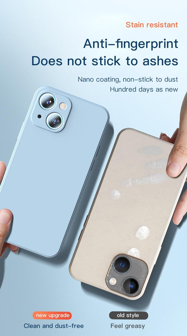New Soft Silicone Square Phone Case For iPhone 14 13 Pro Max  Back Cover Full Body Protection Cover 13 Pro Shockproof Protective Case Stevvex