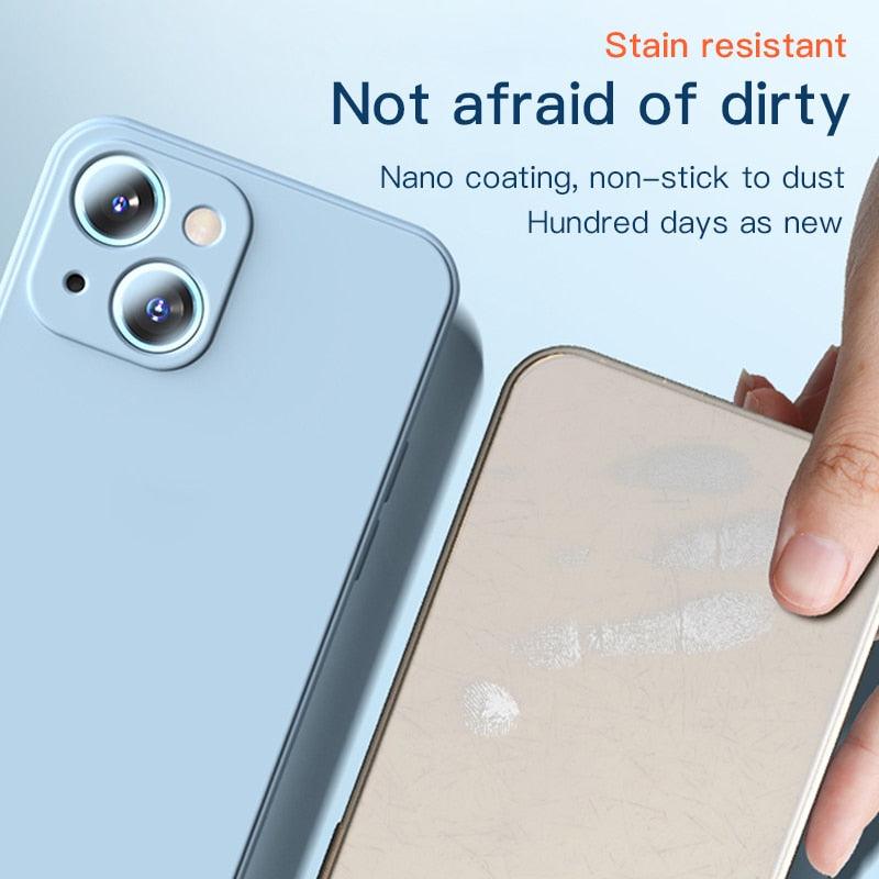 New Soft Silicone Square Phone Case For iPhone 14 13 Pro Max  Back Cover Full Body Protection Cover 13 Pro Shockproof Protective Case Stevvex