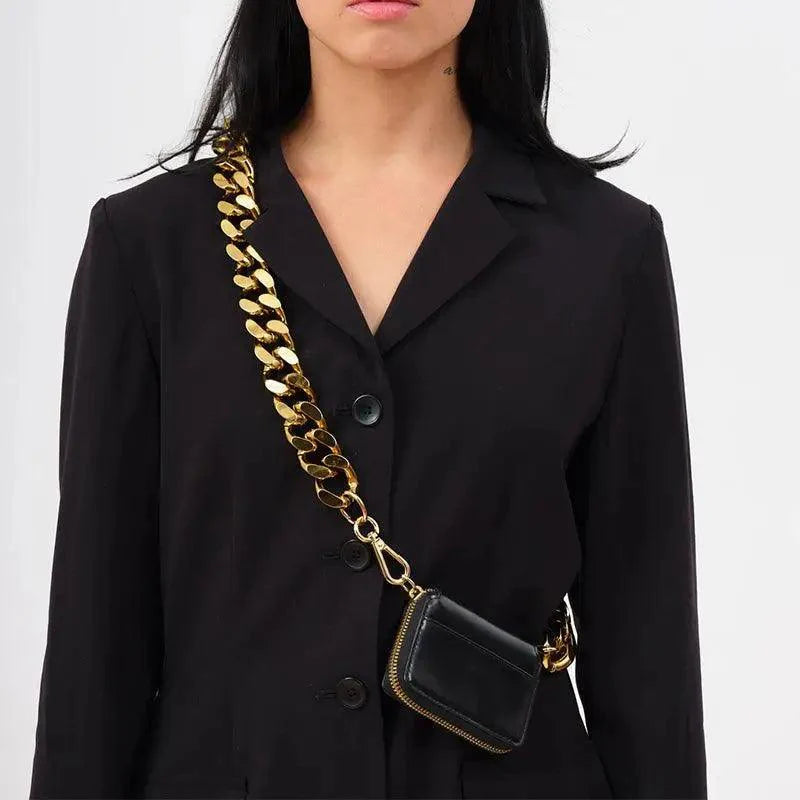 New Sparkling Thick Metal Chain Shoulder Bag Bike Wallet, Mini Bag, Coin Purse. Fashionable Women Pack Leather Crossbody Bags Stevvex