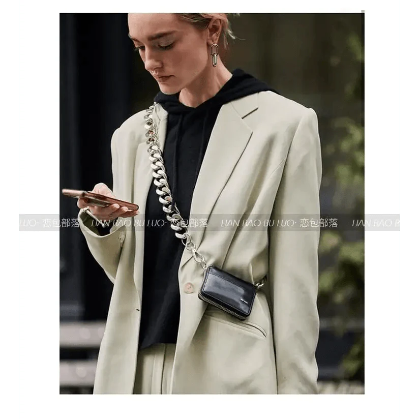New Sparkling Thick Metal Chain Shoulder Bag Bike Wallet, Mini Bag, Coin Purse. Fashionable Women Pack Leather Crossbody Bags Stevvex