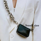 New Sparkling Thick Metal Chain Shoulder Bag Bike Wallet, Mini Bag, Coin Purse. Fashionable Women Pack Leather Crossbody Bags Stevvex