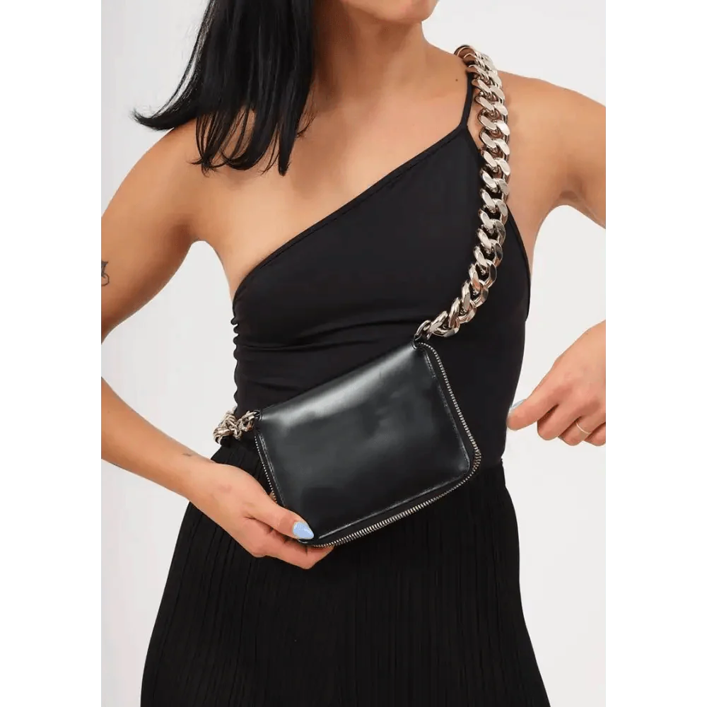 New Sparkling Thick Metal Chain Shoulder Bag Bike Wallet, Mini Bag, Coin Purse. Fashionable Women Pack Leather Crossbody Bags Stevvex