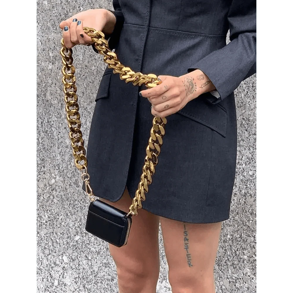 New Sparkling Thick Metal Chain Shoulder Bag Bike Wallet, Mini Bag, Coin Purse. Fashionable Women Pack Leather Crossbody Bags Stevvex