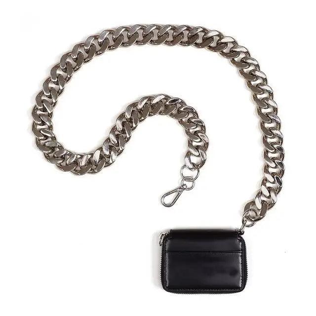 New Sparkling Thick Metal Chain Shoulder Bag Bike Wallet, Mini Bag, Coin Purse. Fashionable Women Pack Leather Crossbody Bags Stevvex