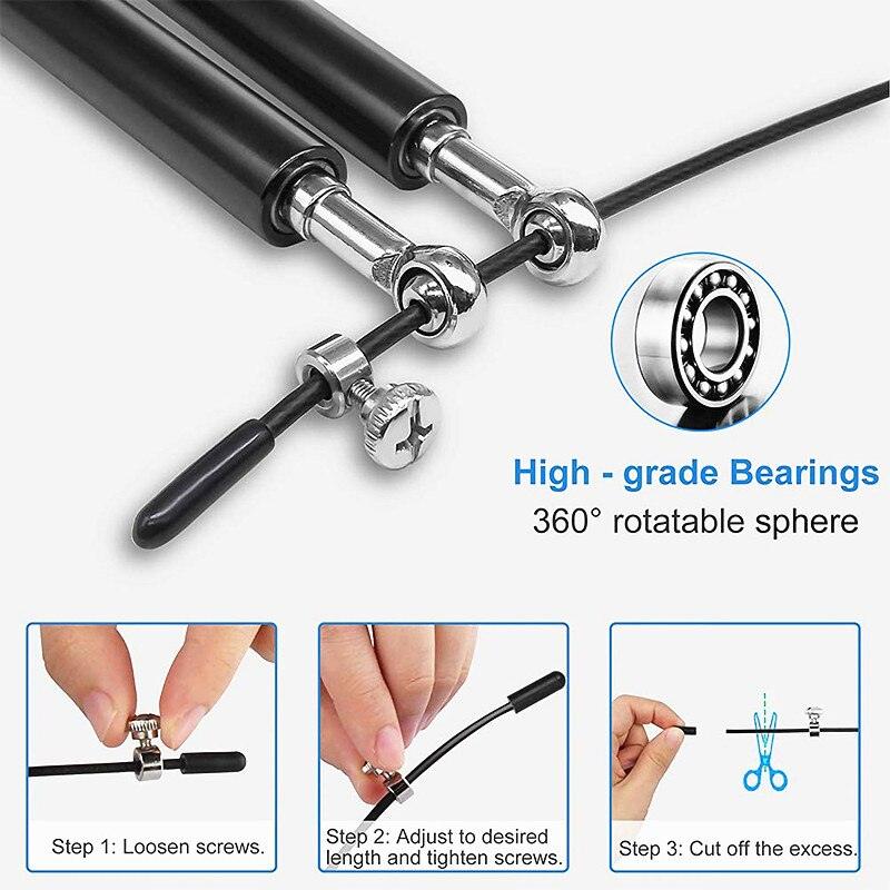 New Speed Jump Rope Fitness Skipping Ropes Exercise Adjustable Professional Skipping Rope For Boxing Fitness Skip Workout Training Jump Rope With Aluminium Alloy Handle For Gym Home Stevvex