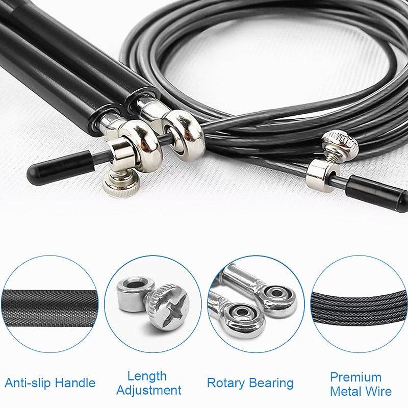 New Speed Jump Rope Fitness Skipping Ropes Exercise Adjustable Professional Skipping Rope For Boxing Fitness Skip Workout Training Jump Rope With Aluminium Alloy Handle For Gym Home Stevvex