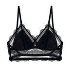 New Splendid French Style Lingerie Soft Bralette Deep V Lace Wireless Triangular Padded Cups Backless Bra Stevvex