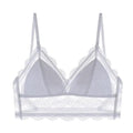 New Splendid French Style Lingerie Soft Bralette Deep V Lace Wireless Triangular Padded Cups Backless Bra Stevvex