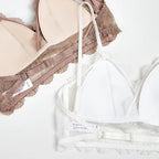 New Splendid French Style Lingerie Soft Bralette Deep V Lace Wireless Triangular Padded Cups Backless Bra Stevvex