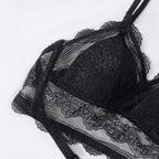 New Splendid French Style Lingerie Soft Bralette Deep V Lace Wireless Triangular Padded Cups Backless Bra Stevvex