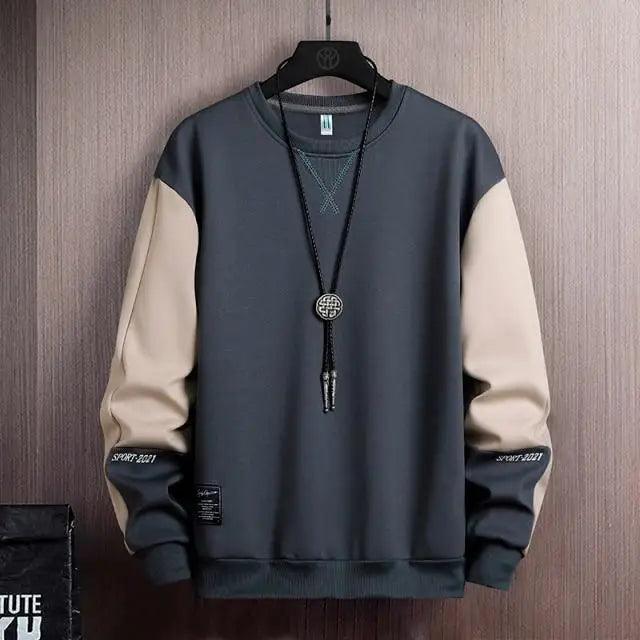 New Spring Man Sweatshirt Casual Hip Hop Streetwear Loose Hoodies Men's Patchwork Pullover Tops Male Men Sweatshirt Streetwear Loose Hoodies Solid Patchwork Pullover Tops Stevvex