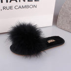 New Spring Summer Autumn Winter Home Cotton Plush Slippers Women Indoor Floor Flat Slide Slippers Comfy Open Toe Slip On House Shoes Sandals Fuzzy Slippers For Women Stevvex