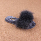 New Spring Summer Autumn Winter Home Cotton Plush Slippers Women Indoor Floor Flat Slide Slippers Comfy Open Toe Slip On House Shoes Sandals Fuzzy Slippers For Women Stevvex