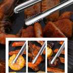New Stainless Steel Grill Tongs Cooking Utensils For BBQ Baking Silver BBQ Accessories Camping Supplies Kitchen Serving Tongs for Cooking Grilling Baking Bread Salad Buffet Tongs Spatula Metal