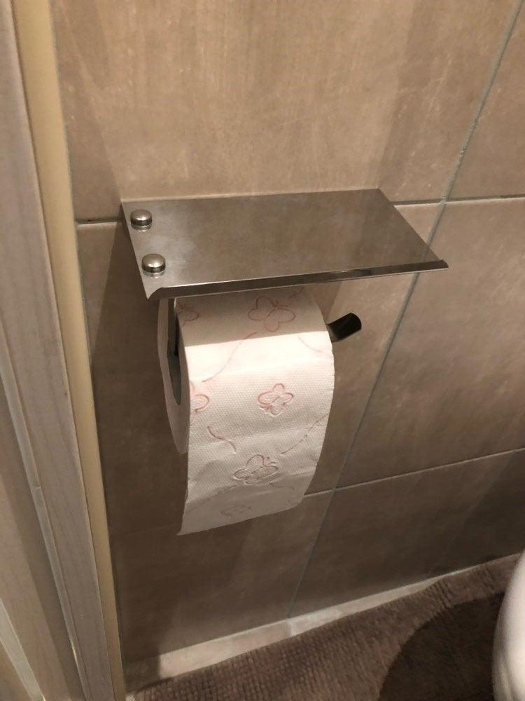 NEW Stainless Steel Toilet Paper Holder BathroomPaper Phone Holder Shelf Towel Roll shelf Accessories  Toilet Paper Holder with Phone Shelf Aluminum Bathroom Accessories Tissue Roll Dispenser Storage Rack Wall Mounted Modern Paper Towel Adapter Stevvex