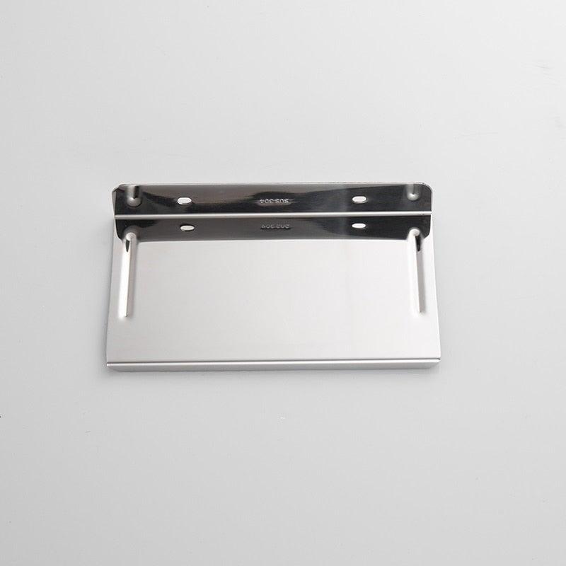 NEW Stainless Steel Toilet Paper Holder BathroomPaper Phone Holder Shelf Towel Roll shelf Accessories  Toilet Paper Holder with Phone Shelf Aluminum Bathroom Accessories Tissue Roll Dispenser Storage Rack Wall Mounted Modern Paper Towel Adapter Stevvex