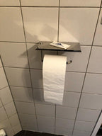 NEW Stainless Steel Toilet Paper Holder BathroomPaper Phone Holder Shelf Towel Roll shelf Accessories  Toilet Paper Holder with Phone Shelf Aluminum Bathroom Accessories Tissue Roll Dispenser Storage Rack Wall Mounted Modern Paper Towel Adapter Stevvex