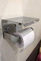 NEW Stainless Steel Toilet Paper Holder BathroomPaper Phone Holder Shelf Towel Roll shelf Accessories  Toilet Paper Holder with Phone Shelf Aluminum Bathroom Accessories Tissue Roll Dispenser Storage Rack Wall Mounted Modern Paper Towel Adapter Stevvex