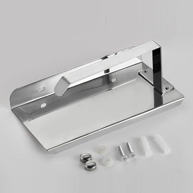 NEW Stainless Steel Toilet Paper Holder BathroomPaper Phone Holder Shelf Towel Roll shelf Accessories  Toilet Paper Holder with Phone Shelf Aluminum Bathroom Accessories Tissue Roll Dispenser Storage Rack Wall Mounted Modern Paper Towel Adapter Stevvex