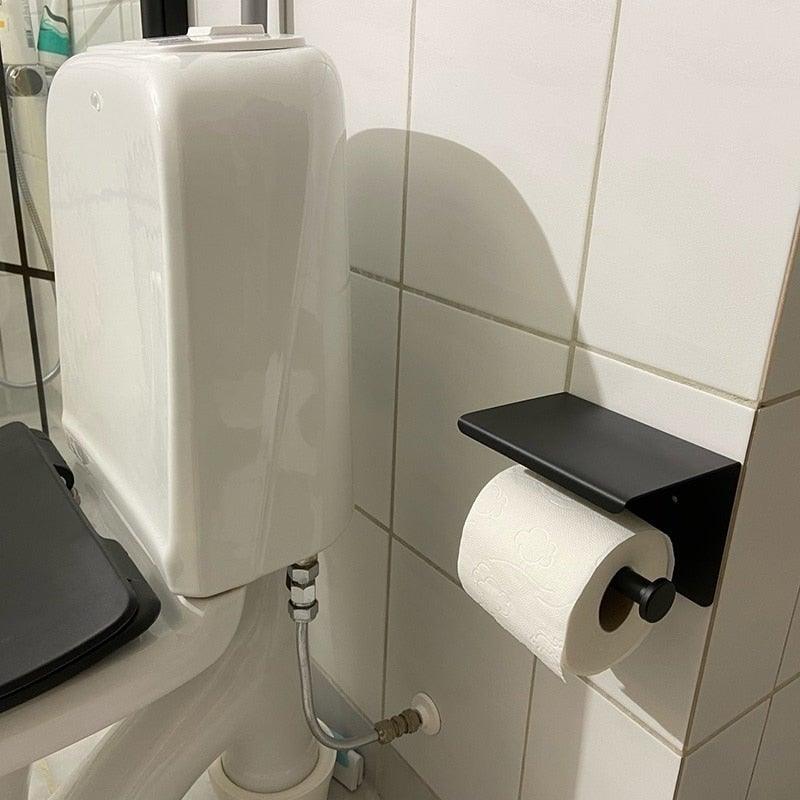 NEW Stainless Steel Toilet Paper Holder BathroomPaper Phone Holder Shelf Towel Roll shelf Accessories  Toilet Paper Holder with Phone Shelf Aluminum Bathroom Accessories Tissue Roll Dispenser Storage Rack Wall Mounted Modern Paper Towel Adapter Stevvex
