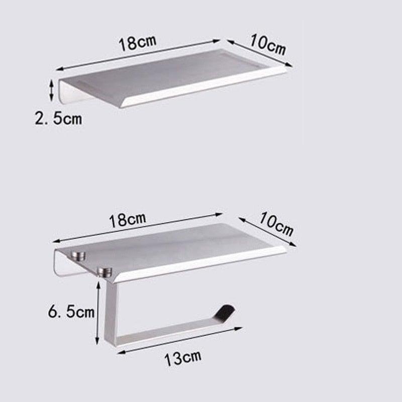 NEW Stainless Steel Toilet Paper Holder BathroomPaper Phone Holder Shelf Towel Roll shelf Accessories  Toilet Paper Holder with Phone Shelf Aluminum Bathroom Accessories Tissue Roll Dispenser Storage Rack Wall Mounted Modern Paper Towel Adapter Stevvex