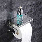NEW Stainless Steel Toilet Paper Holder BathroomPaper Phone Holder Shelf Towel Roll shelf Accessories  Toilet Paper Holder with Phone Shelf Aluminum Bathroom Accessories Tissue Roll Dispenser Storage Rack Wall Mounted Modern Paper Towel Adapter Stevvex