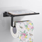 NEW Stainless Steel Toilet Paper Holder BathroomPaper Phone Holder Shelf Towel Roll shelf Accessories  Toilet Paper Holder with Phone Shelf Aluminum Bathroom Accessories Tissue Roll Dispenser Storage Rack Wall Mounted Modern Paper Towel Adapter Stevvex