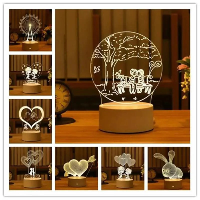 New Sterlling Romantic Love 3D Lamp Heart-shaped Balloon Acrylic LED Night Light Decorative Table Lamp Valentine's Day Sweetheart Wife's Gift Stevvex