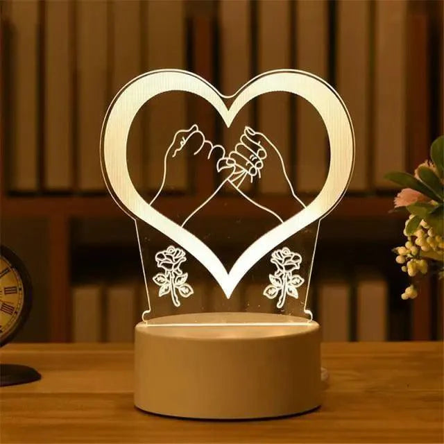 New Sterlling Romantic Love 3D Lamp Heart-shaped Balloon Acrylic LED Night Light Decorative Table Lamp Valentine's Day Sweetheart Wife's Gift Stevvex