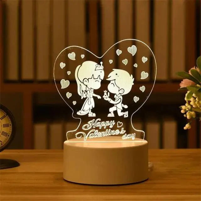 New Sterlling Romantic Love 3D Lamp Heart-shaped Balloon Acrylic LED Night Light Decorative Table Lamp Valentine's Day Sweetheart Wife's Gift Stevvex