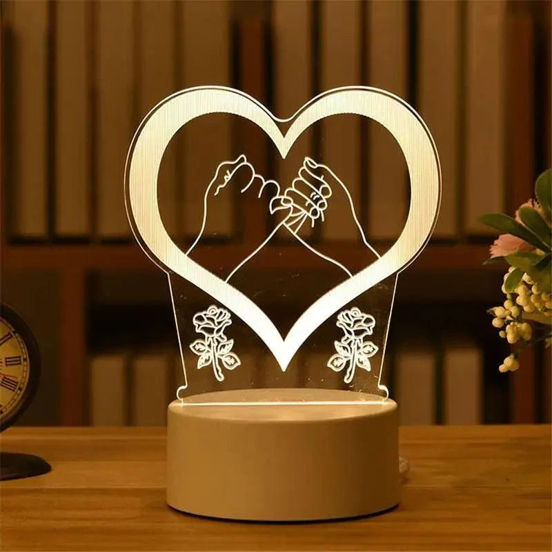 New Sterlling Romantic Love 3D Lamp Heart-shaped Balloon Acrylic LED Night Light Decorative Table Lamp Valentine's Day Sweetheart Wife's Gift Stevvex