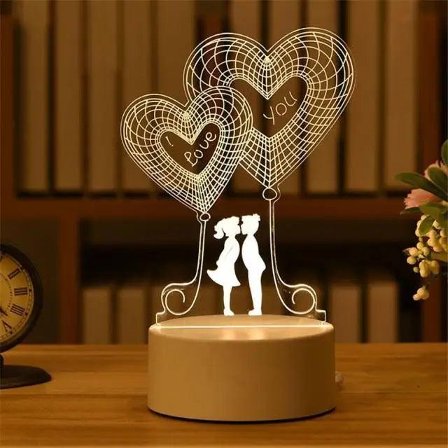 New Sterlling Romantic Love 3D Lamp Heart-shaped Balloon Acrylic LED Night Light Decorative Table Lamp Valentine's Day Sweetheart Wife's Gift Stevvex