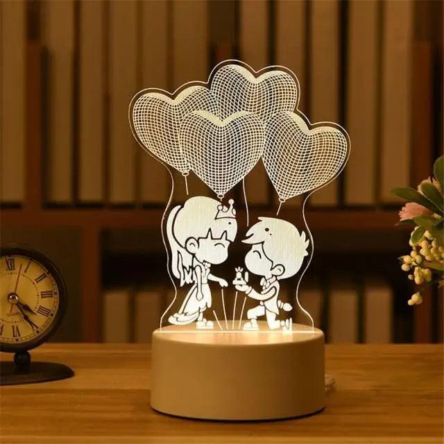 New Sterlling Romantic Love 3D Lamp Heart-shaped Balloon Acrylic LED Night Light Decorative Table Lamp Valentine's Day Sweetheart Wife's Gift Stevvex