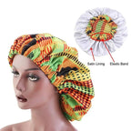 New Stunning Extra Large Satin Lined Bonnet Women Big Size Beauty Print Satin Silk Bonnet Sleep Night Cap Head Cover Bonnet Hat Stevvex