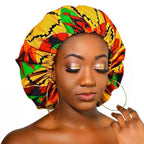 New Stunning Extra Large Satin Lined Bonnet Women Big Size Beauty Print Satin Silk Bonnet Sleep Night Cap Head Cover Bonnet Hat Stevvex