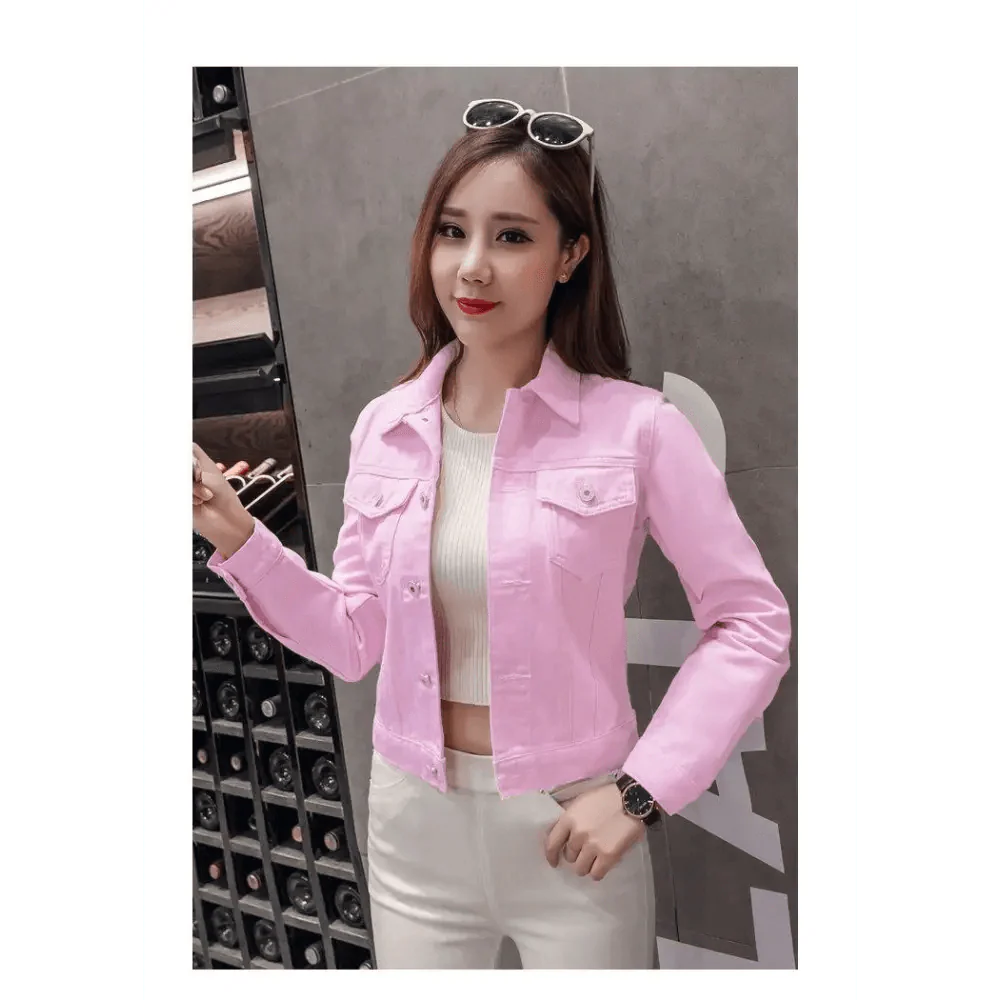 New Stunning Long Sleeve Winter Slim White Black Jeans Top For Women Solid Denim Jacket Women Short Overcoat For Ladies Stevvex
