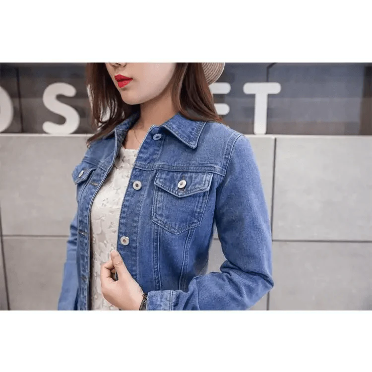 New Stunning Long Sleeve Winter Slim White Black Jeans Top For Women Solid Denim Jacket Women Short Overcoat For Ladies Stevvex