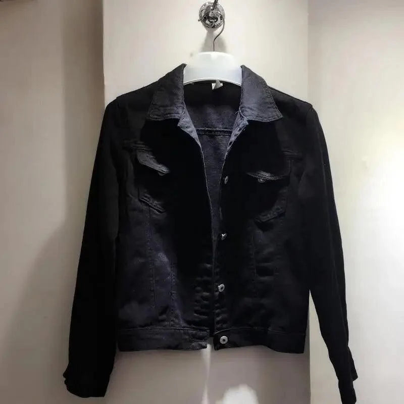 New Stunning Long Sleeve Winter Slim White Black Jeans Top For Women Solid Denim Jacket Women Short Overcoat For Ladies Stevvex