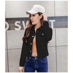 New Stunning Long Sleeve Winter Slim White Black Jeans Top For Women Solid Denim Jacket Women Short Overcoat For Ladies Stevvex