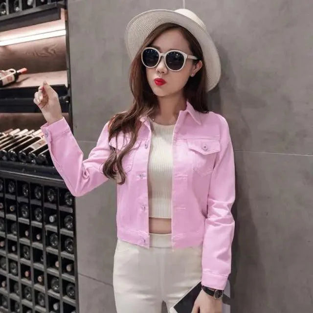 New Stunning Long Sleeve Winter Slim White Black Jeans Top For Women Solid Denim Jacket Women Short Overcoat For Ladies Stevvex