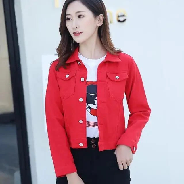 New Stunning Long Sleeve Winter Slim White Black Jeans Top For Women Solid Denim Jacket Women Short Overcoat For Ladies Stevvex