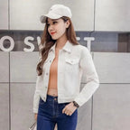 New Stunning Long Sleeve Winter Slim White Black Jeans Top For Women Solid Denim Jacket Women Short Overcoat For Ladies Stevvex