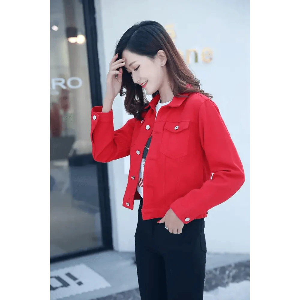 New Stunning Long Sleeve Winter Slim White Black Jeans Top For Women Solid Denim Jacket Women Short Overcoat For Ladies Stevvex